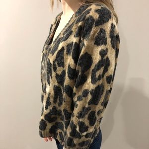 Cheetah Print V Neck Sweater